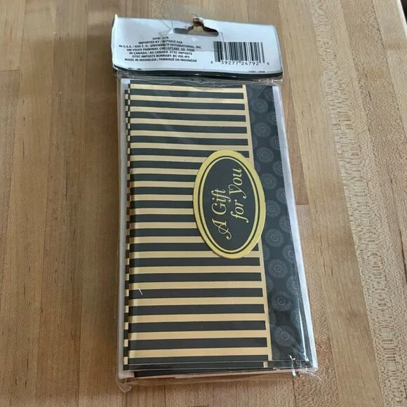 "A Gift For You" Gift Card Money Holders 8 Cards And Envelopes Black Gold Foil - Picture 2 of 4